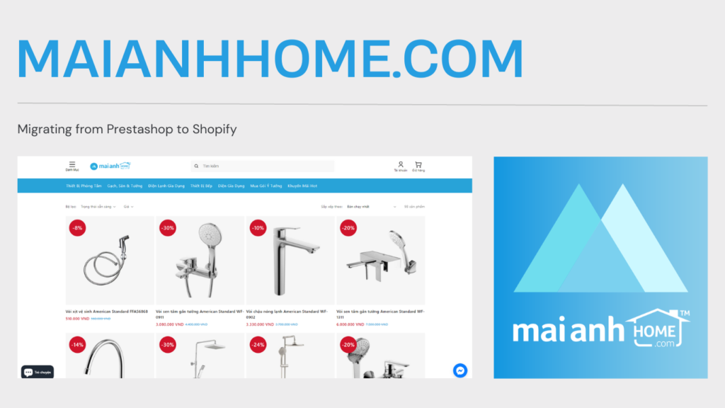 Prestashop to Shopify Migration for Maianh Home